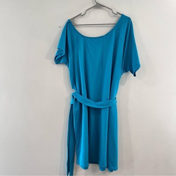 NWT Torrid Aqua Blue Lightweight French Terry Off Shoulder T Shirt Belt Dress 3X - Picture 5 of 9